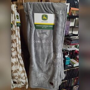 John Deere Gray Embossed Throw Blanket 60x70